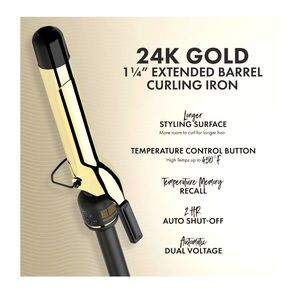 New Hot Tools Pro Artist 24K Gold Collection 1 1/4” Curling Iron